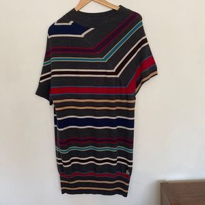 Love Moschino 100% wool dress sz 2 striped and asymmetrical grey and multicolor